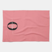 モノグラムパーソナライズされたスクリプト名白黒ピンク キッチンタオル (横)