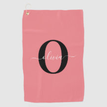 モノグラムパーソナライズされたスクリプト名白黒ピンク