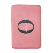 モノグラムパーソナライズされたスクリプト名白黒ピンク バスマット (正面縦)