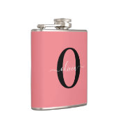 モノグラムパーソナライズされたスクリプト名白黒ピンク フラスク (右)