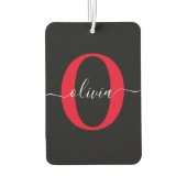 モノグラムパーソナライズされたスクリプト名白黒赤 カーエアーフレッシュナー (裏面)