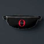 モノグラムパーソナライズされたスクリプト名白黒赤 ファニーパック<br><div class="desc">このエレガントモノグラスタイリッシュムとスクリプト名のデザインは与え、誕生日の贈り物として結婚も、赤ん坊のシャワー、記念日、母の日、または任意の大事な行事。その人のパーソナライズされたイニシャルと名前で出来る。フォントツールを使用して、文字の色、フォントサイズ、背景色を変更し、デザインの位置を変更できる。おもしろいを持カスタマイズってデザイン。</div>