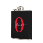 モノグラムパーソナライズされたスクリプト名白黒赤 フラスク (左)