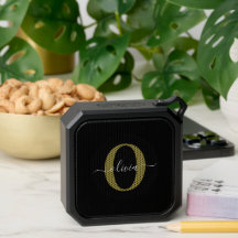 モノグラムパーソナライズされたスクリプト名白黒金ゴールド