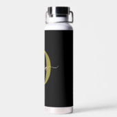 モノグラムパーソナライズされたスクリプト名白黒金ゴールド ウォーターボトル (背面)