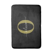 モノグラムパーソナライズされたスクリプト名白黒金ゴールド バスマット (正面縦)