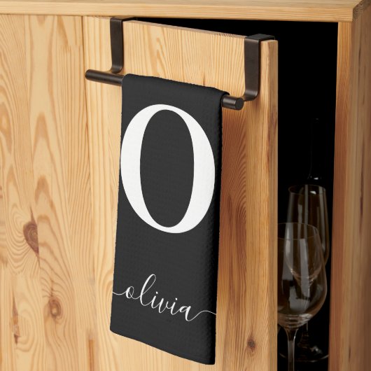 モノグラムパーソナライズされたスクリプト名 キッチンタオル (三つ折り)