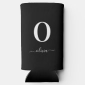 モノグラムパーソナライズされたスクリプト名 スリム缶クーラー (裏面)