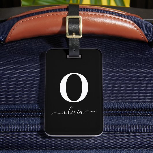 モノグラムパーソナライズされたスクリプト名 ラゲッジタグ (正面インサイチュ2)