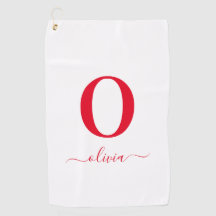 モノグラムパーソナライズされたスクリプト名（白と赤）