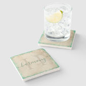 モノグラムパーソナライズされたストーンコースター ストーンコースター (横)