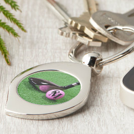 モノグラムパーソナライズされたスファンシークリプトピンクゴルフボール キーホルダー