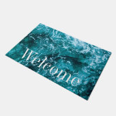 モノグラムパーソナライズされたターコイズシーウェーブ ドアマット (アングル)