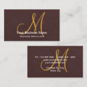 モノグラムパーソナライズされたチョコレートブラウンシンプル 名刺 (正面/裏面)