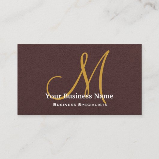 モノグラムパーソナライズされたチョコレートブラウンシンプル 名刺 (正面)