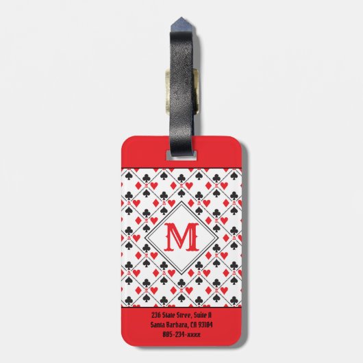 モノグラムパーソナライズされたトランプのポーカー遊のカードスーツ ラゲッジタグ (裏面縦)