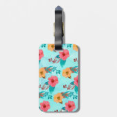 モノグラムパーソナライズされたトロピカルフローラビーチ ラゲッジタグ (裏面縦)