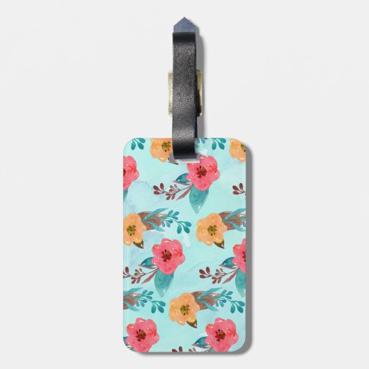 モノグラムパーソナライズされたトロピカルフローラビーチ ラゲッジタグ (裏面縦)