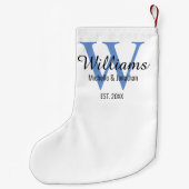 モノグラムパーソナライズされたニューグレードブルー スモールクリスマスストッキング (裏面)