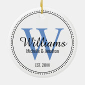 モノグラムパーソナライズされたニューグレードブルー セラミックオーナメント (裏面)