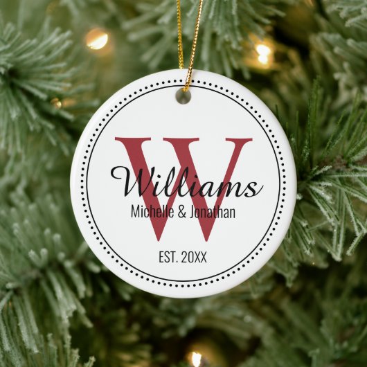 モノグラムパーソナライズされたニューグレードレッドミルグレイン セラミックオーナメント (ツリー)