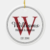 モノグラムパーソナライズされたニューグレードレッドミルグレイン セラミックオーナメント (裏面)