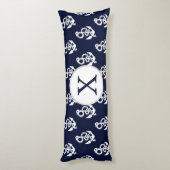 モノグラムパーソナライズされたネイビーブルーいかり航海の ボディピロー (裏面 (縦))