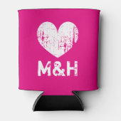モノグラムパーソナライズされたネオンピンク結婚ク缶クーラー 缶クーラー (正面)