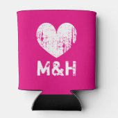 モノグラムパーソナライズされたネオンピンク結婚ク缶クーラー 缶クーラー (裏面)