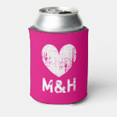 モノグラムパーソナライズされたネオンピンク結婚ク缶クーラー 缶クーラー (缶裏面)