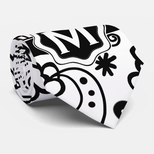 モノグラムパーソナライズされたハートラブドードルパターン ネクタイ (ロール)