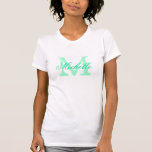 モノグラムパーソナライズされたバチェロレッテtシャツ | ミント tシャツ<br><div class="desc">パーソナライズされたTシャツの花嫁付きモノグラム | ミント・グリーンとホワイト。ミニカラー/アクアカラー。スクリプトモノグラムの文字の名前をカスタムするを持つエレガントティー。花嫁のためにパーソナライズ，花女，メイド・オブ・オーナー（花嫁付き添い人），名誉のマトロン，花嫁の母親など。可愛いアイディアの結婚披露宴、ブライダルシャワーとバチェロレッテ。</div>
