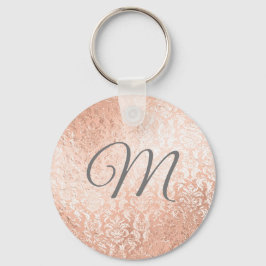 モノグラムパーソナライズされたバラ金ゴールドダマスク キーホルダー