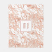 モノグラムパーソナライズされたバラ金ゴールドホワイトマーブル フリースブランケット (正面)