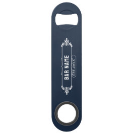 モノグラムパーソナライズされたバー名、日付深い青 スピード栓抜き