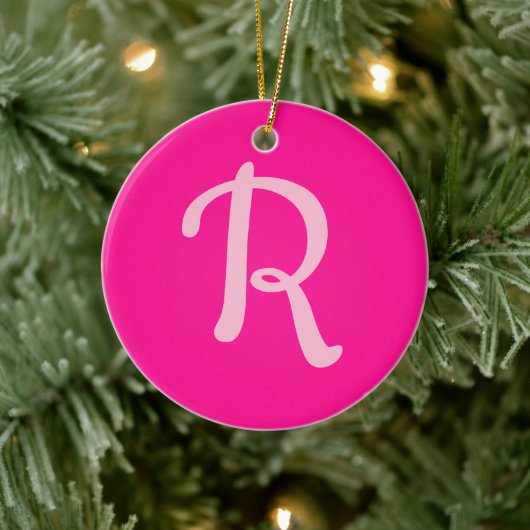 モノグラムパーソナライズされたパステルとホットピンク セラミックオーナメント (ツリー)