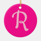 モノグラムパーソナライズされたパステルとホットピンク セラミックオーナメント (正面)