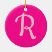 モノグラムパーソナライズされたパステルとホットピンク セラミックオーナメント (裏面)