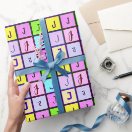 モノグラムパーソナライズされたパステルカラーズ誕生日 ラッピングペーパー