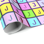 モノグラムパーソナライズされたパステルカラーズ誕生日 ラッピングペーパー (ロールコーナー)