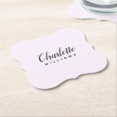 モノグラムパーソナライズされたパステルピンク紙コースター ペーパーコースター (アングル)