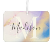 モノグラムパーソナライズされたパープルウォーターカラーグラム カーエアーフレッシュナー (裏面)