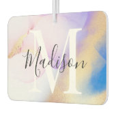 モノグラムパーソナライズされたパープルウォーターカラーグラム カーエアーフレッシュナー (左)