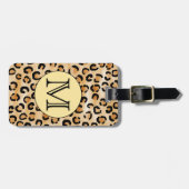 モノグラムパーソナライズされたヒョウ印刷パターン。 ラゲッジタグ (正面横)