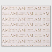 モノグラムパーソナライズされたピンクイニシャルと名前 ラッピングペーパー (フラット)