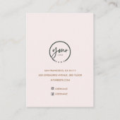 モノグラムパーソナライズされたピンクイニシャルと名前 名刺 (裏面)