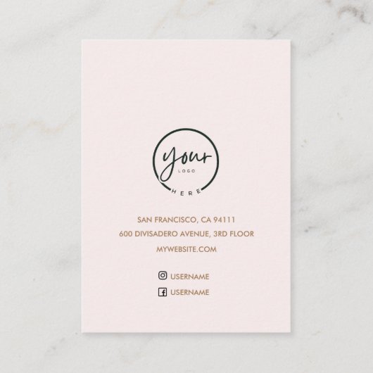 モノグラムパーソナライズされたピンクイニシャルと名前 名刺 (裏面)