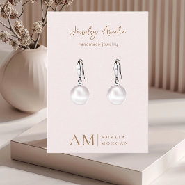 モノグラムパーソナライズされたピンクイニシャルと名前 名刺