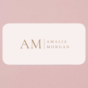 モノグラムパーソナライズされたピンクイニシャルと名前 名札