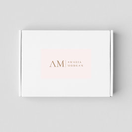 モノグラムパーソナライズされたピンクイニシャルと名前 長方形シール